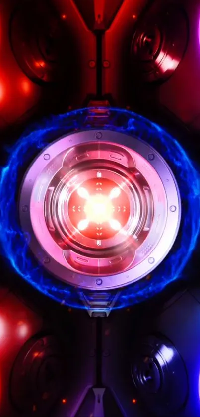 Futuristic lens with glowing neon colors.