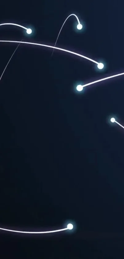 Futuristic dark wallpaper with glowing lines and nodes.