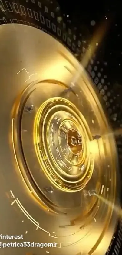 Futuristic gold technology design with digital matrix.