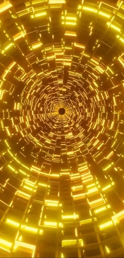 Bright golden spiral in a futuristic tunnel.