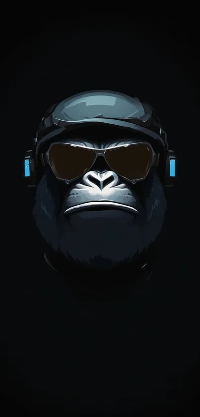 Futuristic gorilla artwork in dark theme with sleek design.