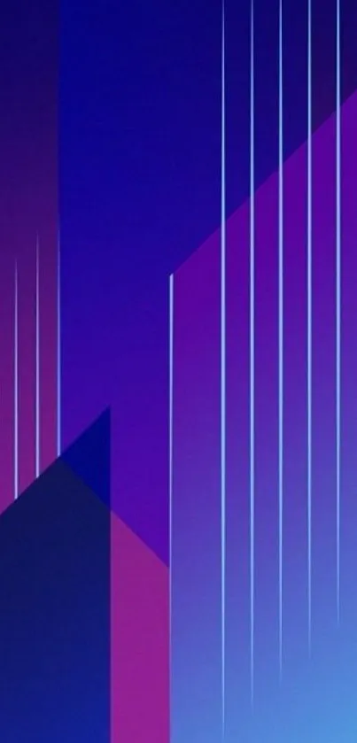 Futuristic blue and purple gradient wallpaper with geometric lines.