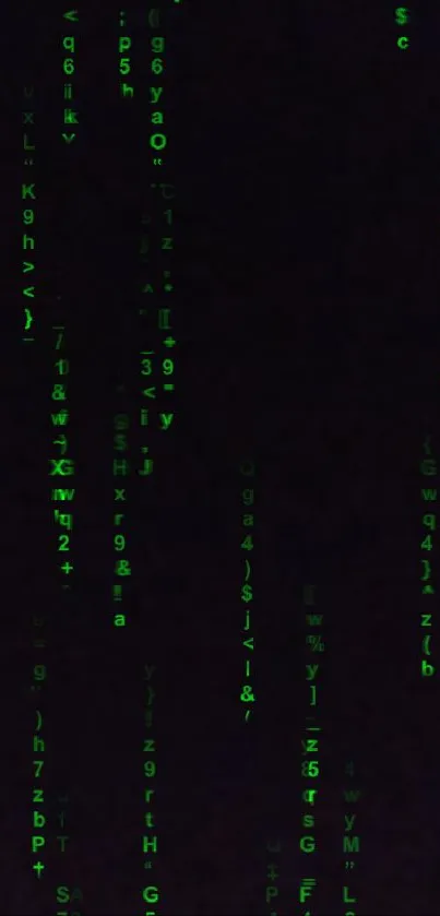 Mobile wallpaper with green digital code on a dark background, reminiscent of the Matrix.