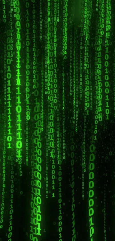 Green binary code Matrix wallpaper for mobile devices.