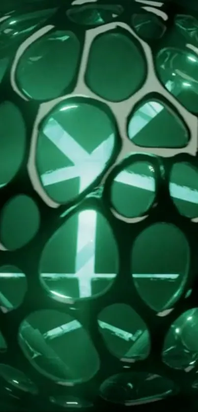Futuristic green orb pattern glowing with light.