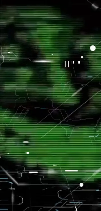 Futuristic green tech wallpaper with digital lines and abstract circuits.