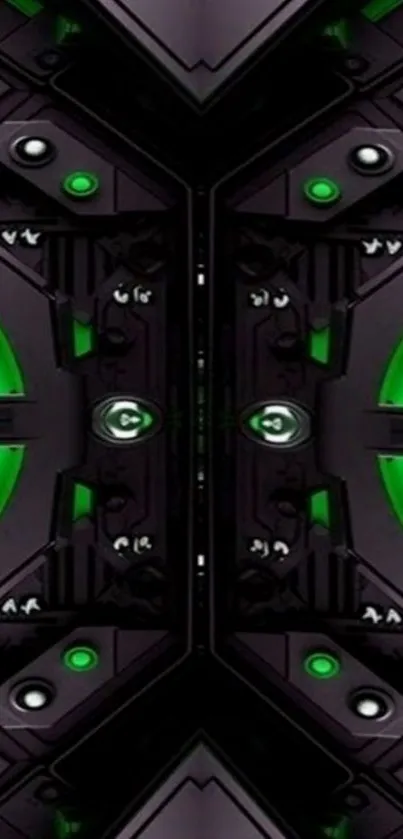 Futuristic green and black tech wallpaper design.