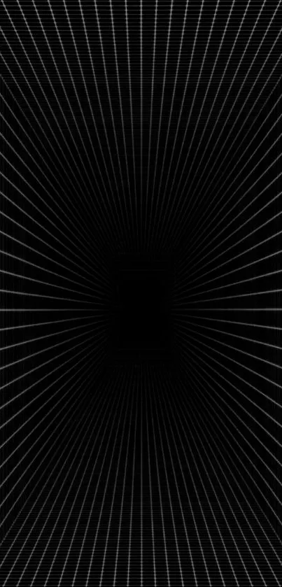 Futuristic grid mobile wallpaper with black and blue geometric tunnel effect.