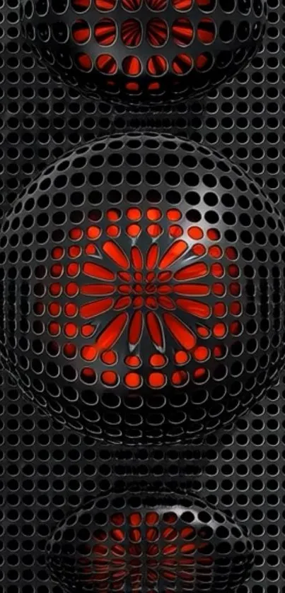 Abstract red and black grille wallpaper design.