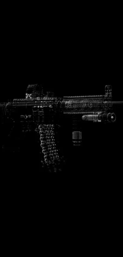 Silhouette of a gun on black background, artistic design.