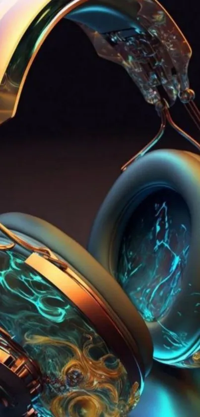 Futuristic headphones with neon glow effect and sleek design.