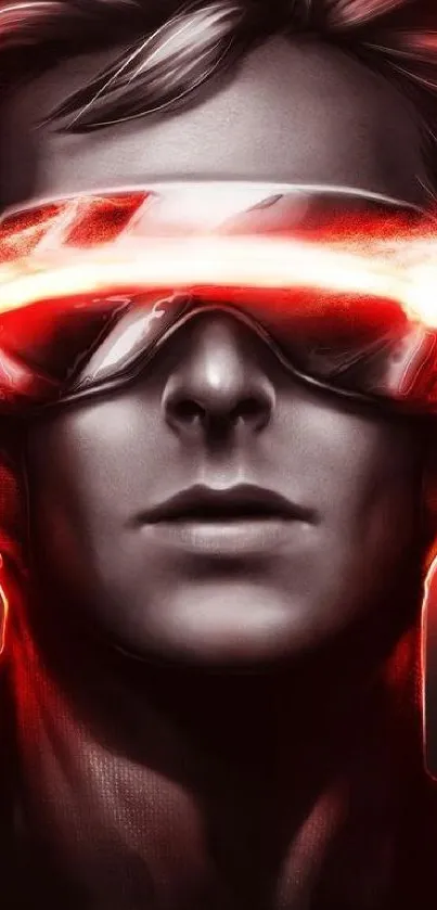 Futuristic hero with red glowing visor.