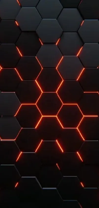 Futuristic hexagon pattern with glowing red accents.