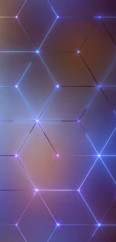 Futuristic wallpaper with neon hexagon lights