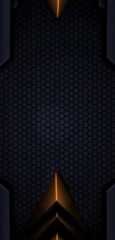 Futuristic hexagon pattern wallpaper with metallic glow.