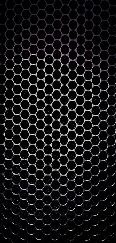 Futuristic hexagon pattern with dark gradient mobile wallpaper.