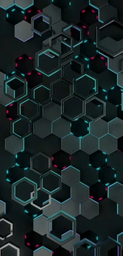 Futuristic hexagon pattern with glowing accents.