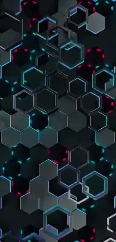 Futuristic hexagon pattern wallpaper with vibrant accents.
