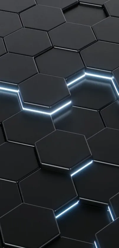 Futuristic hexagon wallpaper with blue glowing lines