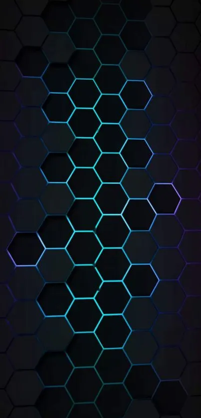 Futuristic hexagonal pattern wallpaper with blue glow.