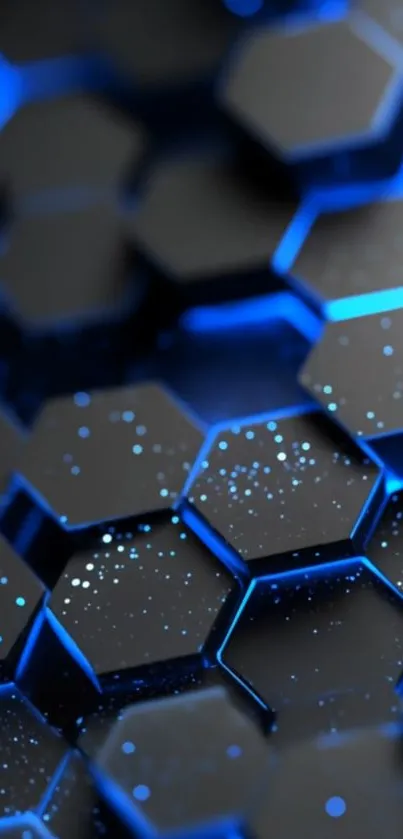 Futuristic hexagonal pattern with blue glow