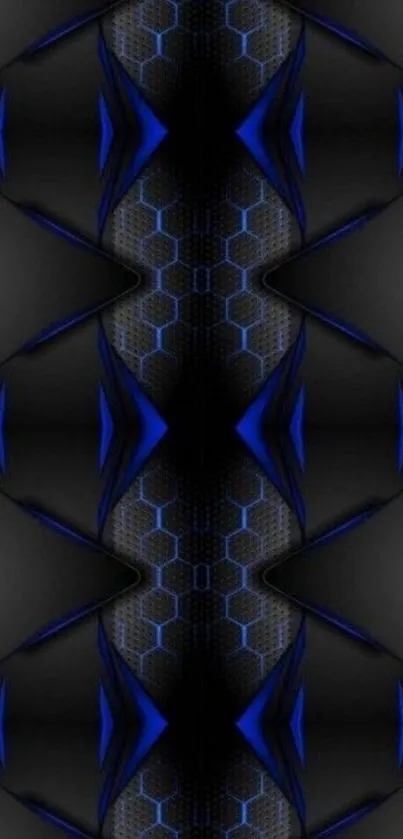 Futuristic hexagonal pattern in black and blue shades