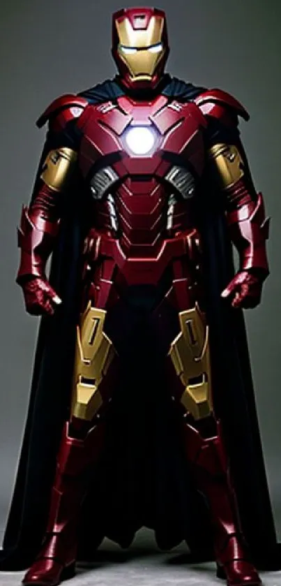 Futuristic red and gold armored suit mobile wallpaper.