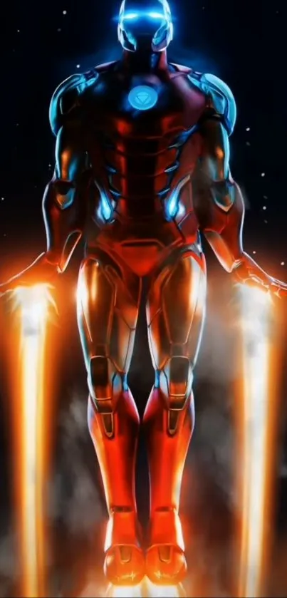 Futuristic armor suit with glowing energy beams, perfect for sci-fi fans.