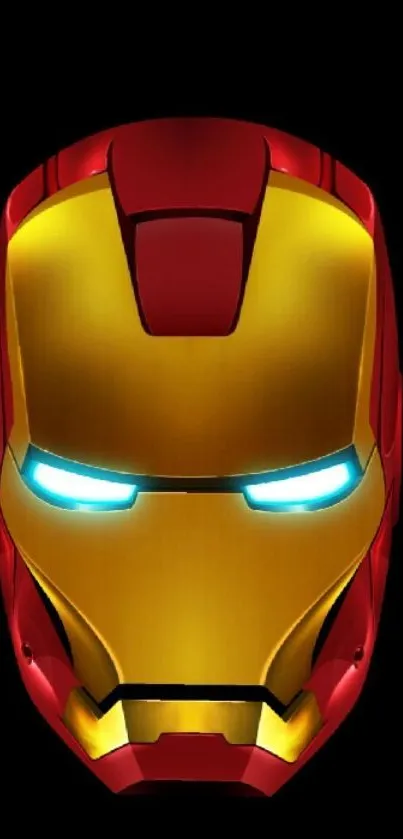 Iron Man helmet on black background.