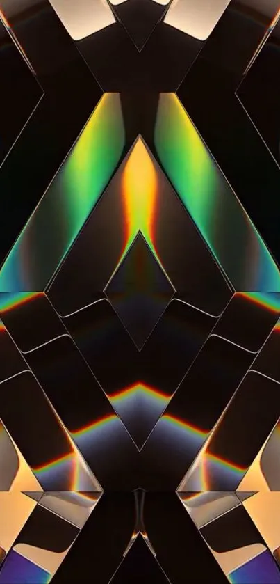Futuristic kaleidoscope wallpaper with geometric patterns.
