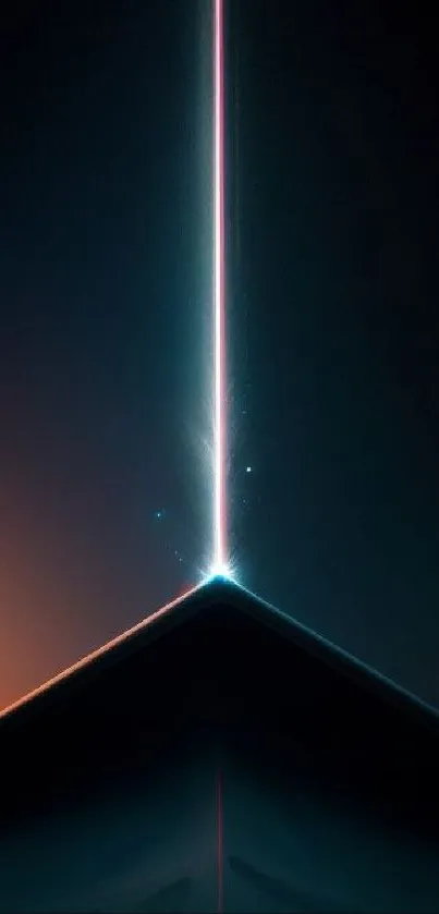 Futuristic neon laser beam on dark background wallpaper.