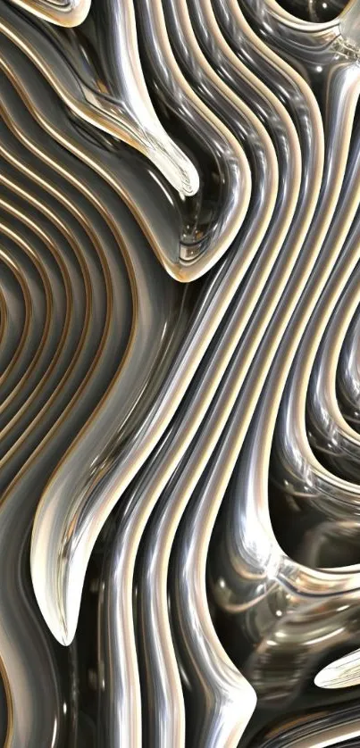 Futuristic liquid metal waves wallpaper.