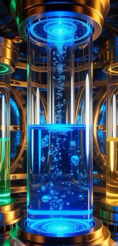 Colorful futuristic liquid tubes in neon light.