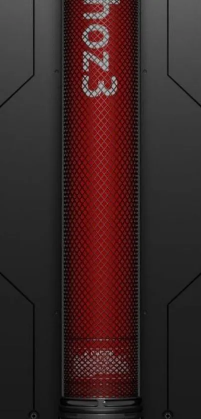 Futuristic red cylinder on a sleek black background.