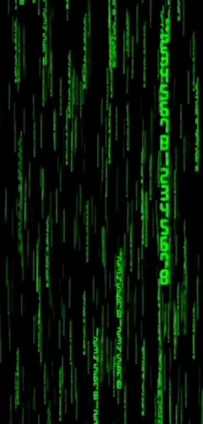 Green Matrix code on a black background wallpaper.