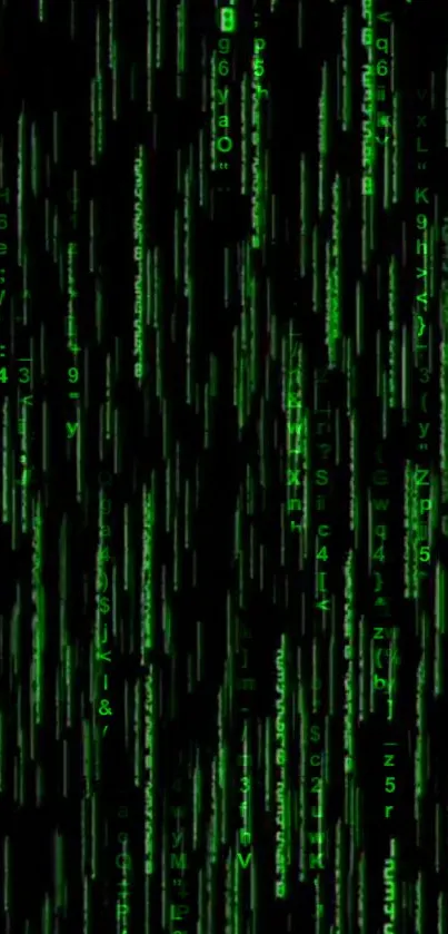 Green Matrix code mobile wallpaper with a digital cyberpunk theme.