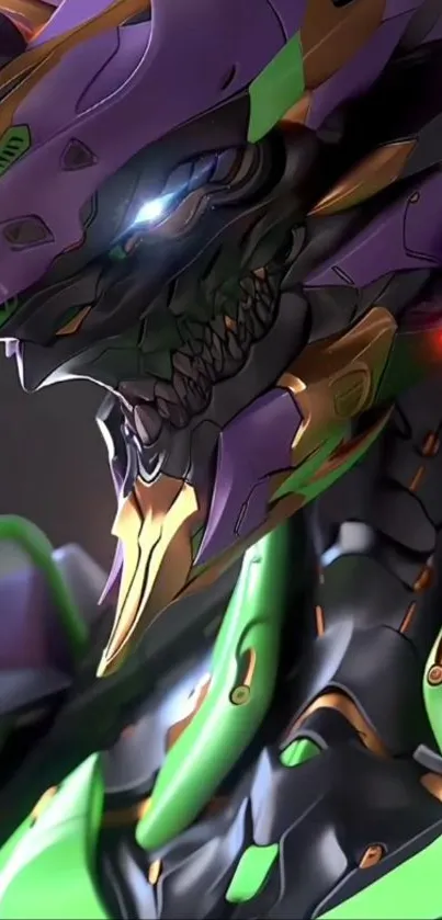 Futuristic anime mech artwork with vibrant hues.