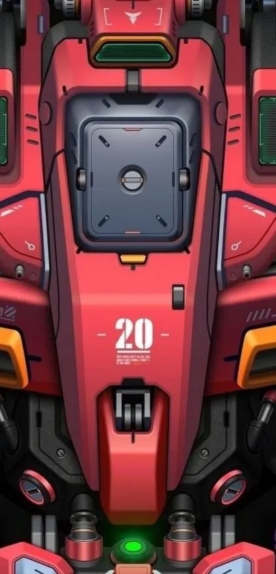 Red futuristic mech design mobile wallpaper.