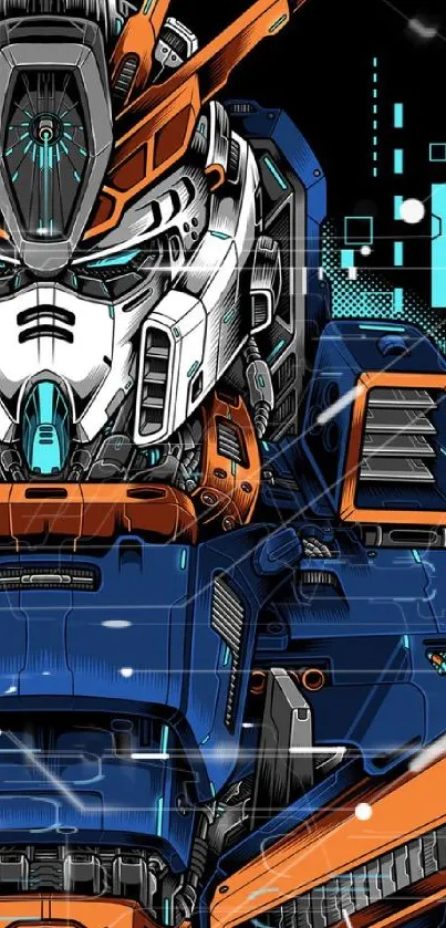 Vibrant futuristic mecha robot wallpaper.