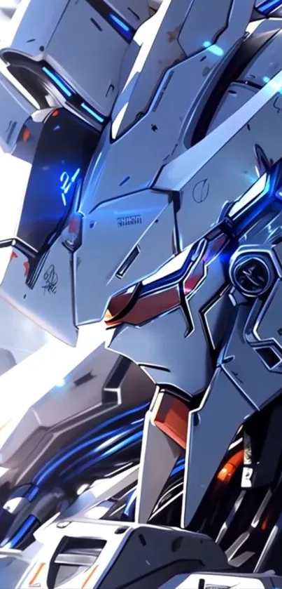 Futuristic mecha robot with glowing accents.