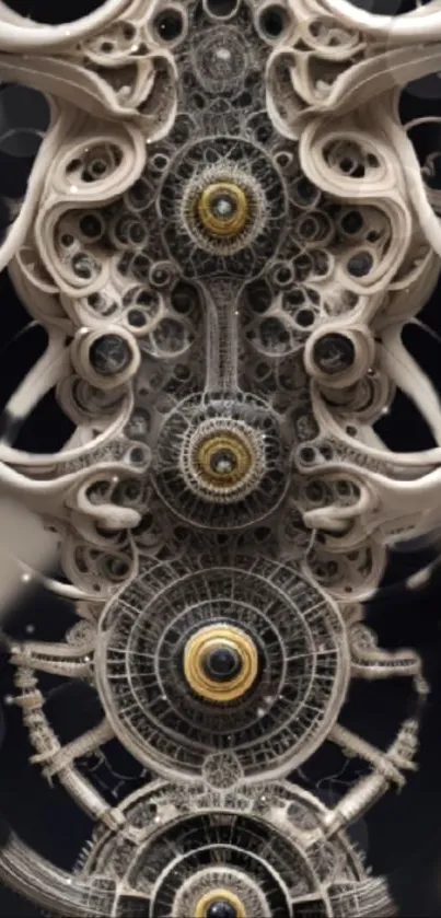 Intricate futuristic mechanical art wallpaper for tech-themed design.