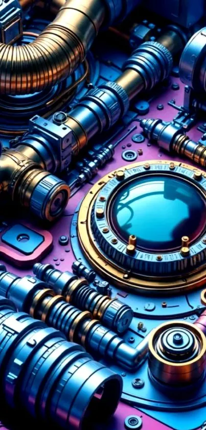 Futuristic gear with vibrant mechanical design