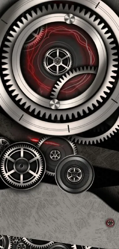 Futuristic mobile wallpaper with silver gears.