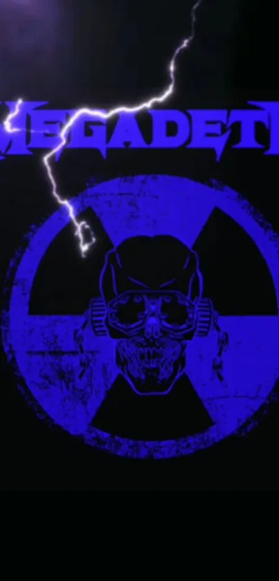 Megadeth band logo with lightning and skull design on a black background.