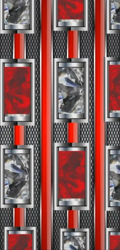 Futuristic metal pattern with red accents.