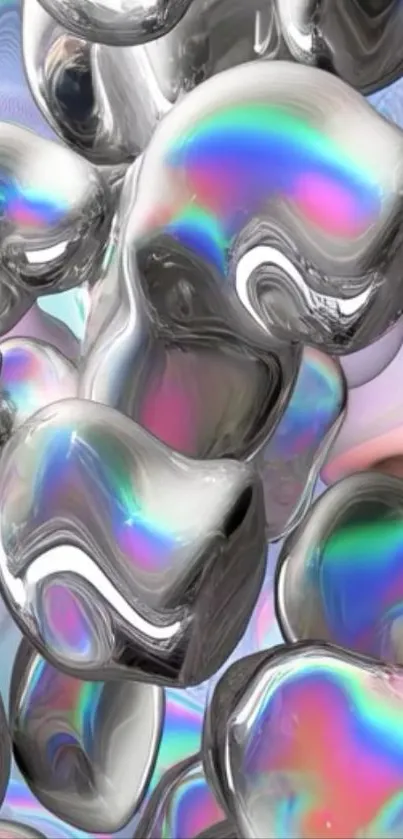 Futuristic metallic abstract wallpaper with glossy shapes.