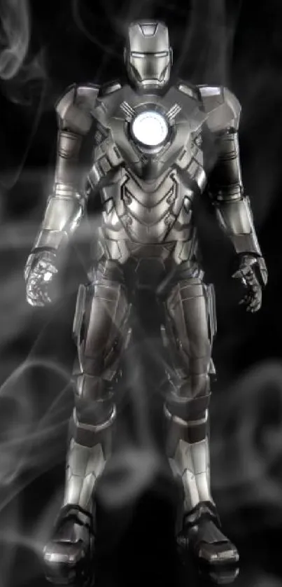 Futuristic metallic armor on a black background.