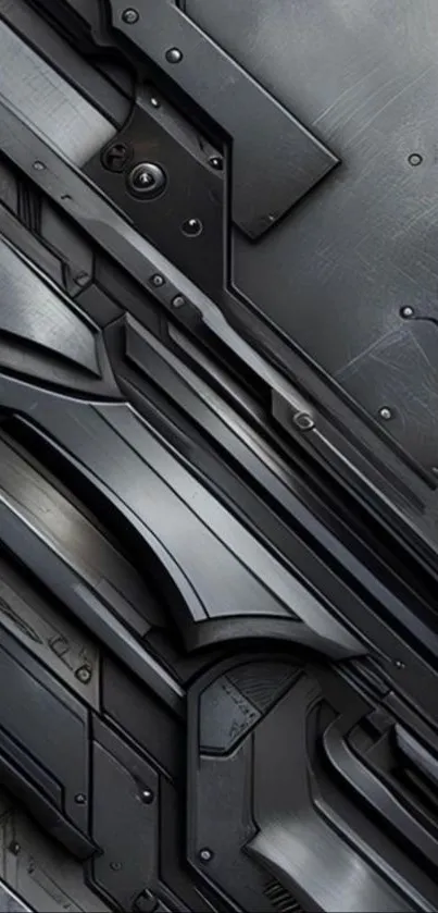 Futuristic metallic design wallpaper with abstract patterns.