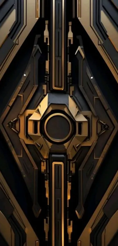 Futuristic metallic abstract phone wallpaper design.