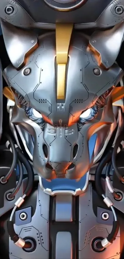 Futuristic metallic tiger robotic art design.